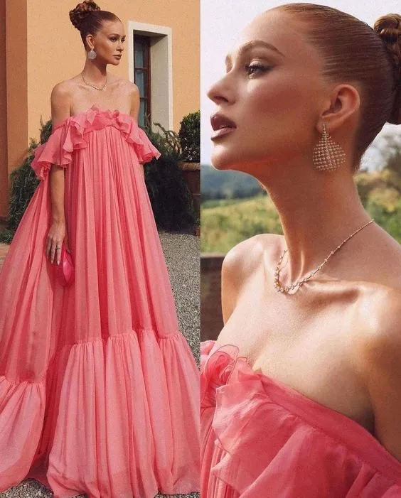 A Line Off Shoulder Long Formal Prom Dress Charming Evening Gown Party Dress