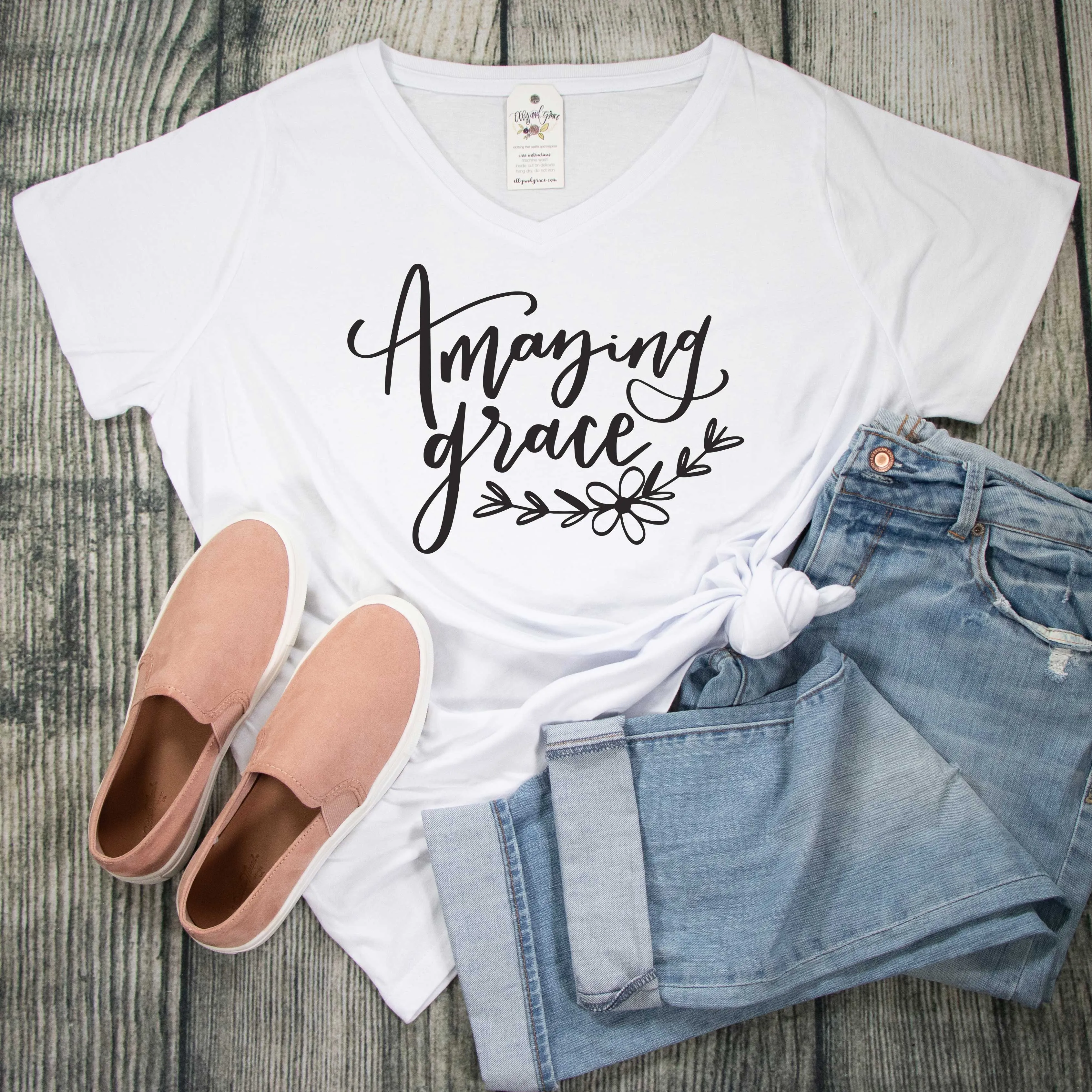 Amazing Grace V-Neck Curvy Tee