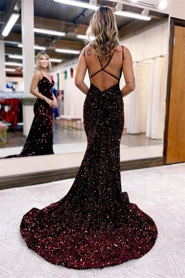 Ballbellas Blue Mermaid Evening Dress Open Back For Grad Party