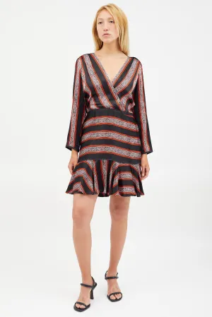 Black & Red Silk Striped Dress