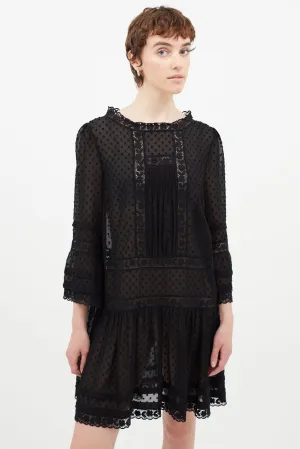 Black Sheer Floral Lace Dress