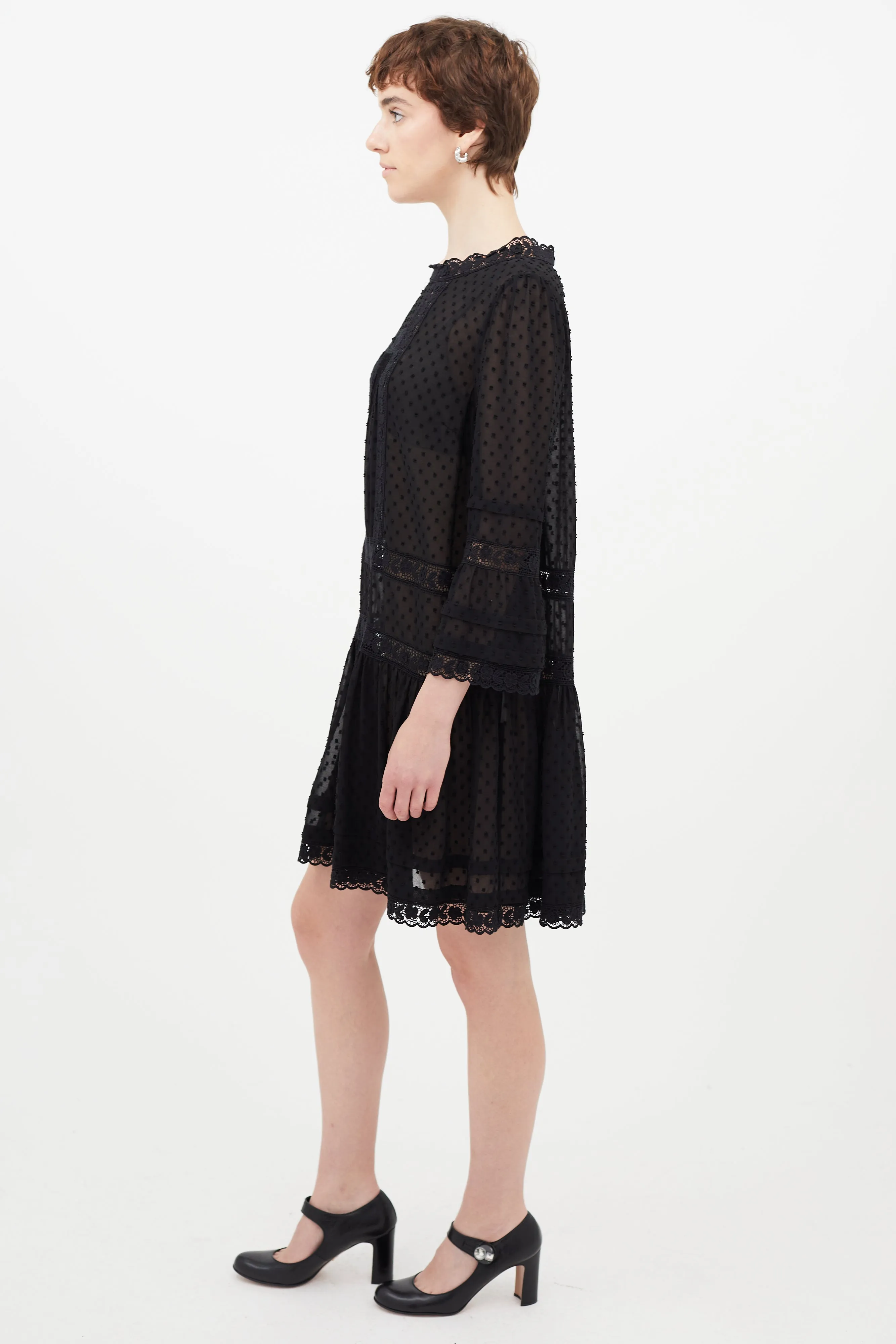 Black Sheer Floral Lace Dress