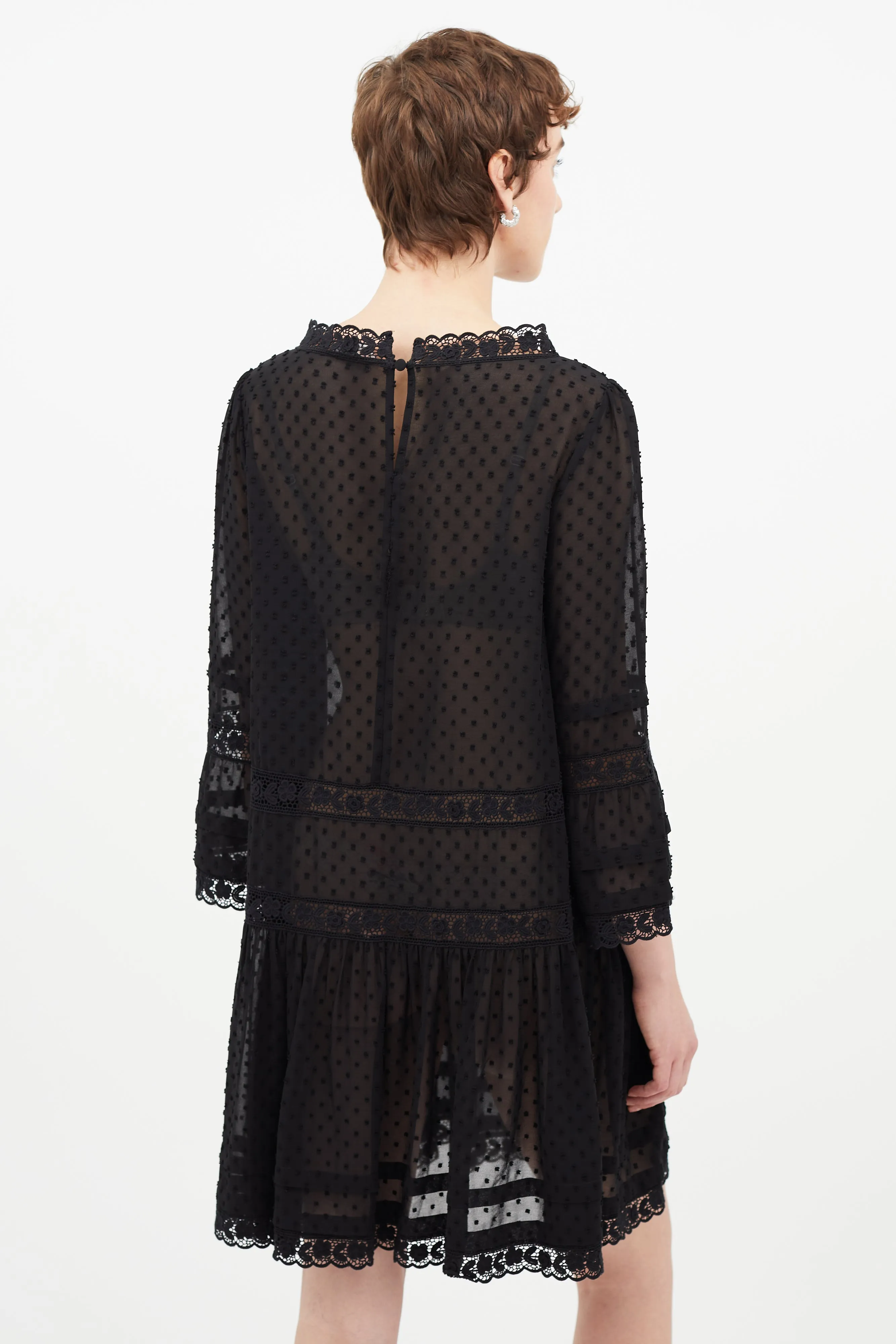 Black Sheer Floral Lace Dress