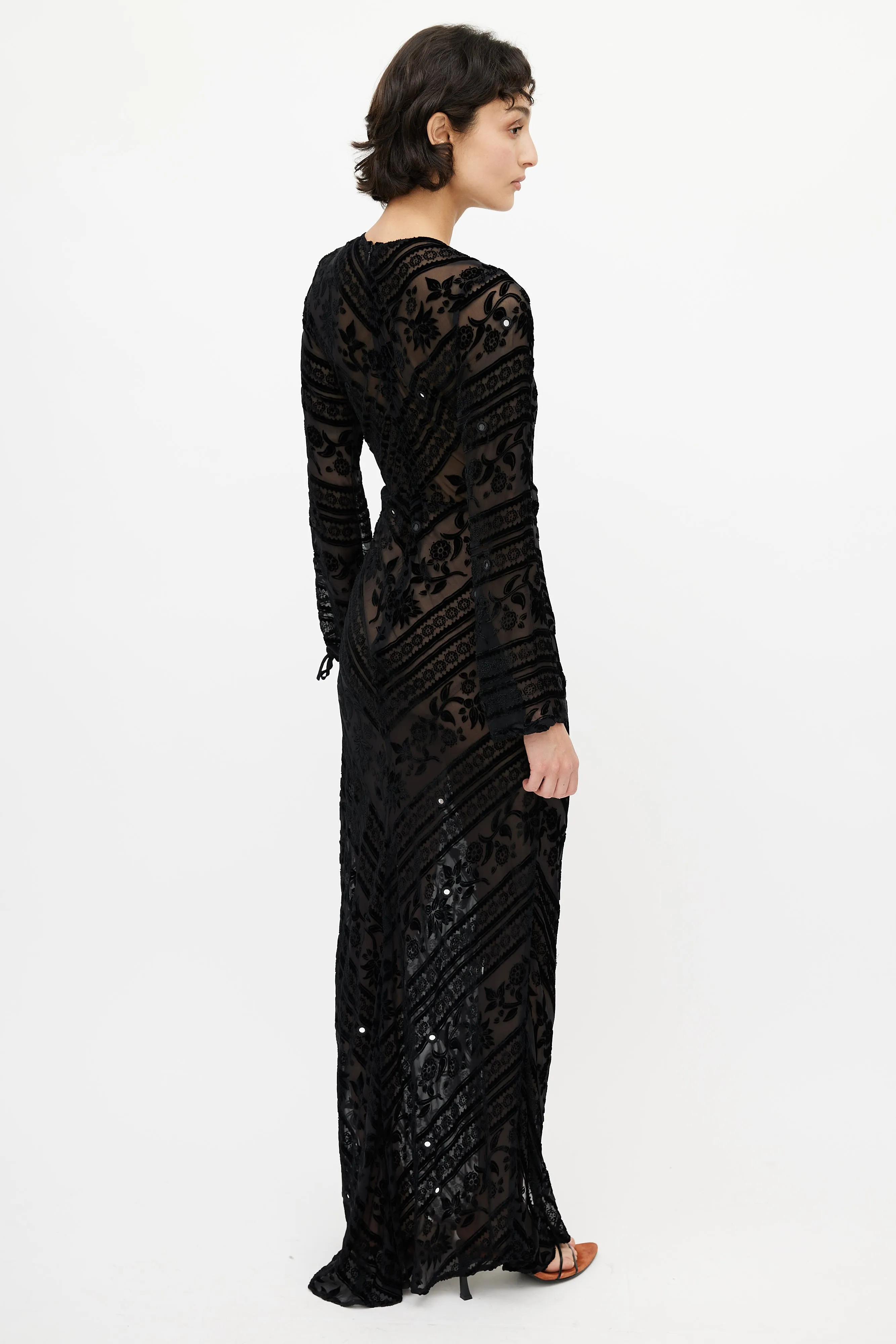 Black Velvet Semi Sheer Dress