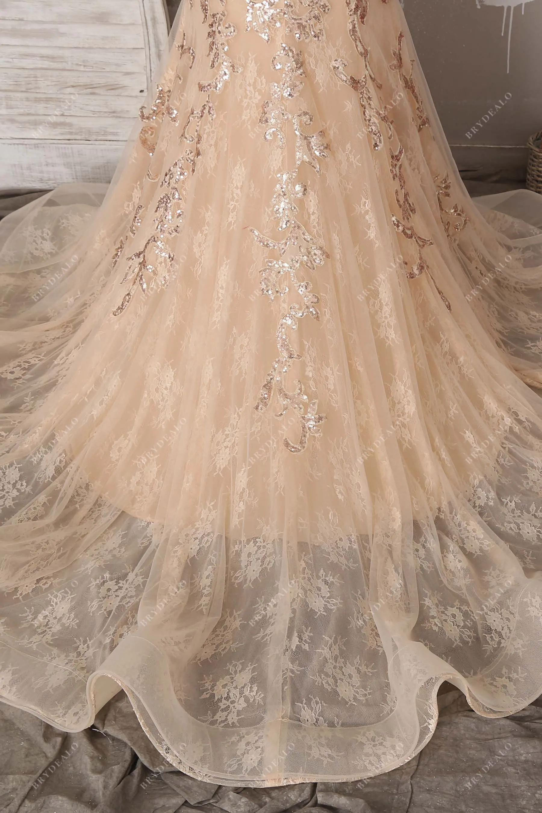 Champagne Sequin Lace Mermaid Dress