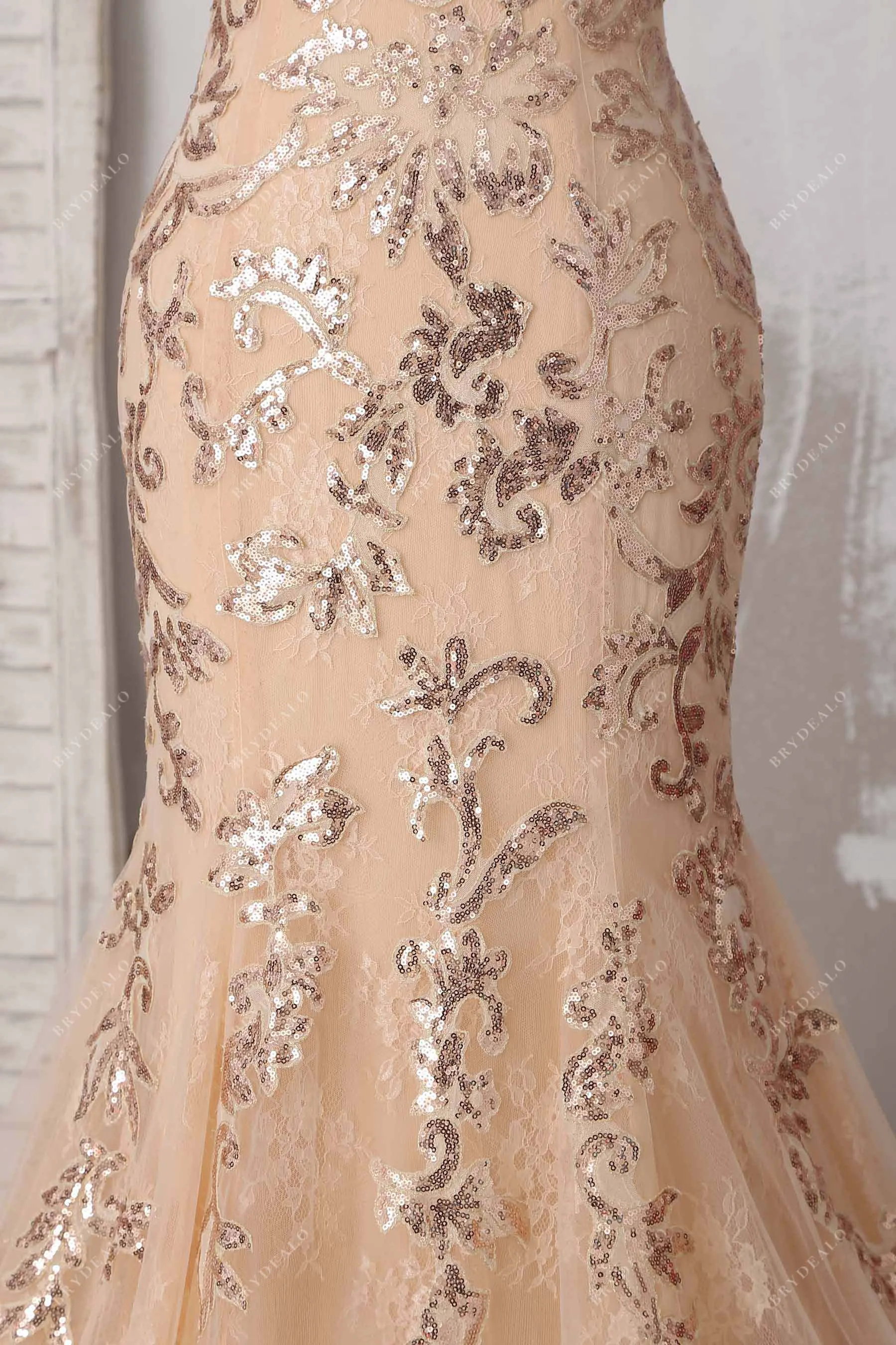 Champagne Sequin Lace Mermaid Dress