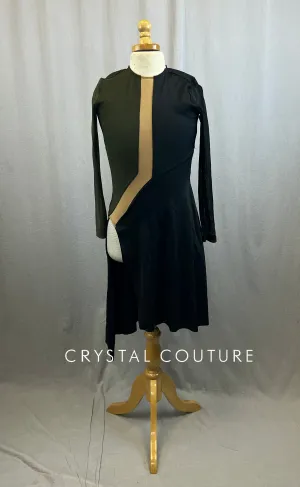 Forest Green and Black Color Block Dress