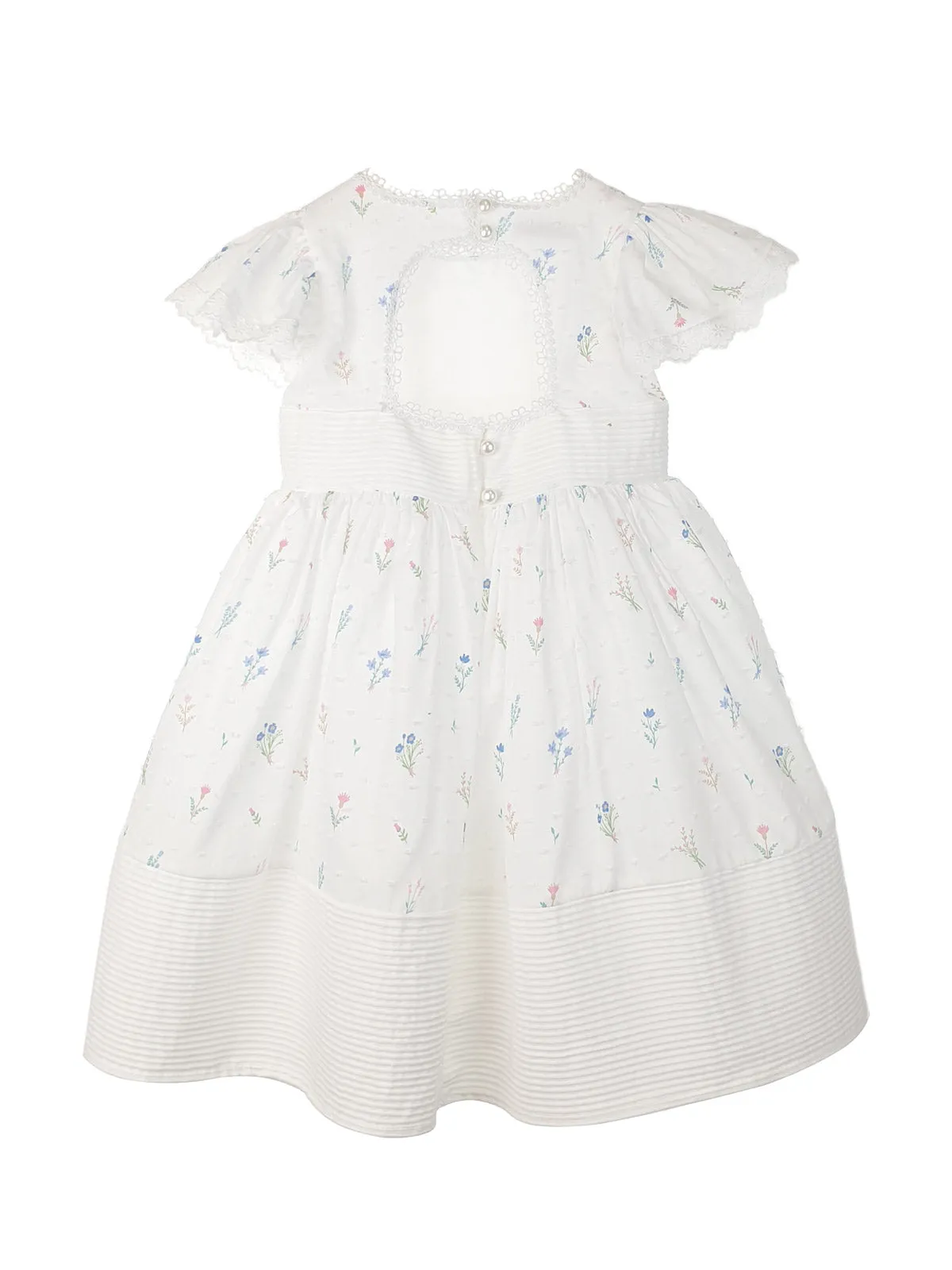 Girl's cotton floral dress with polka dots - RAQUELLE