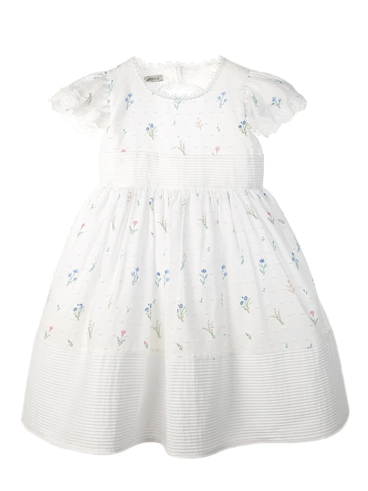 Girl's cotton floral dress with polka dots - RAQUELLE