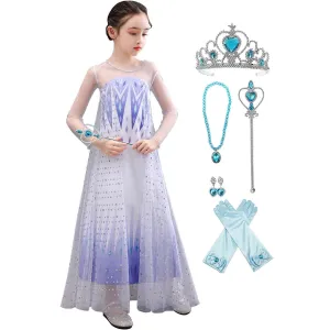 Girls Princess Dress Frozen Costume Elsa Dresses With Accessories for Christmas