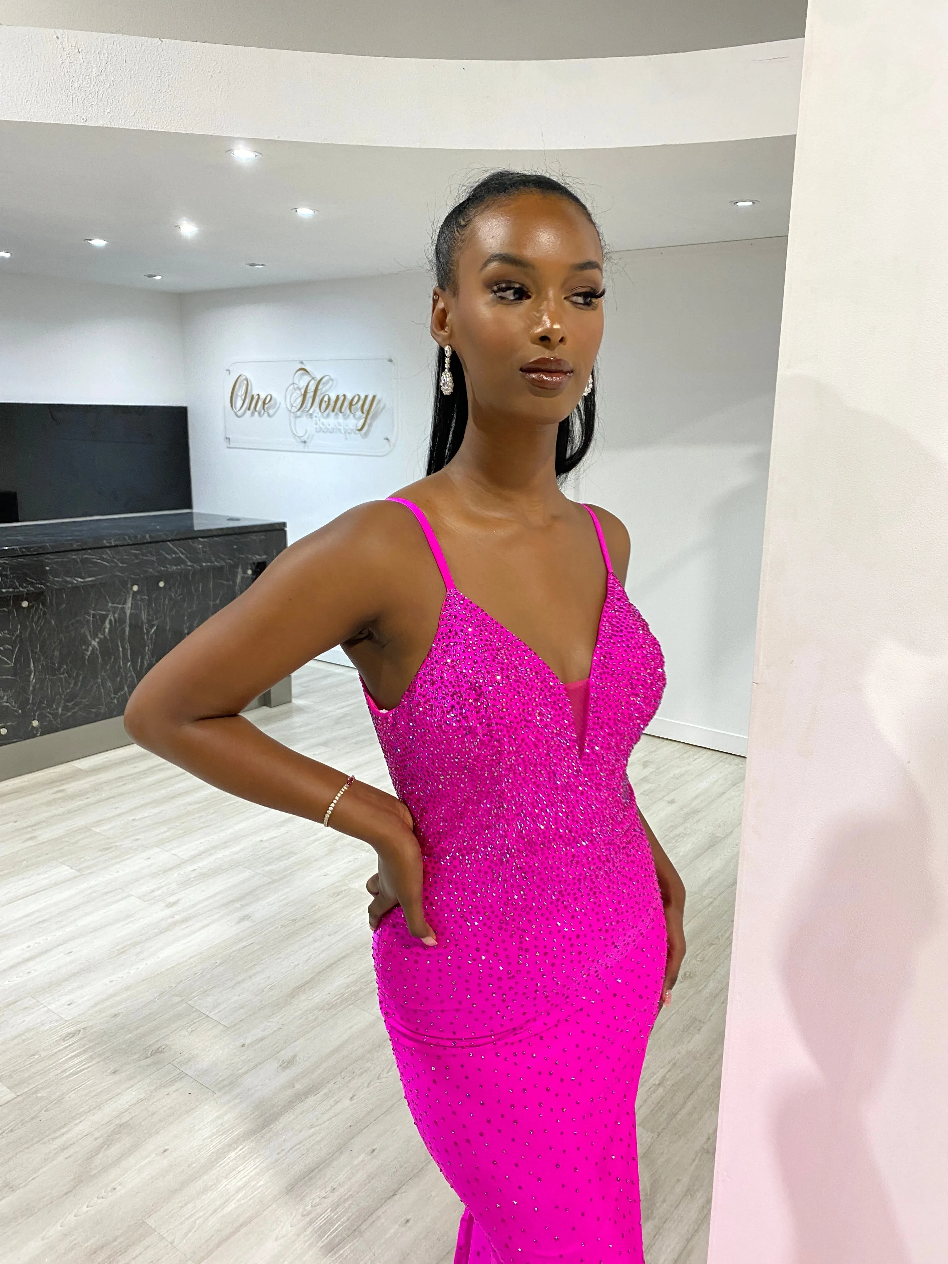 Honey Couture MARISE Diamante Feature Mermaid Formal Dress