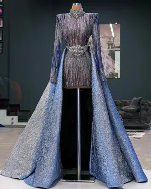 Jayda Blue Front Short Long Back Evening Gown