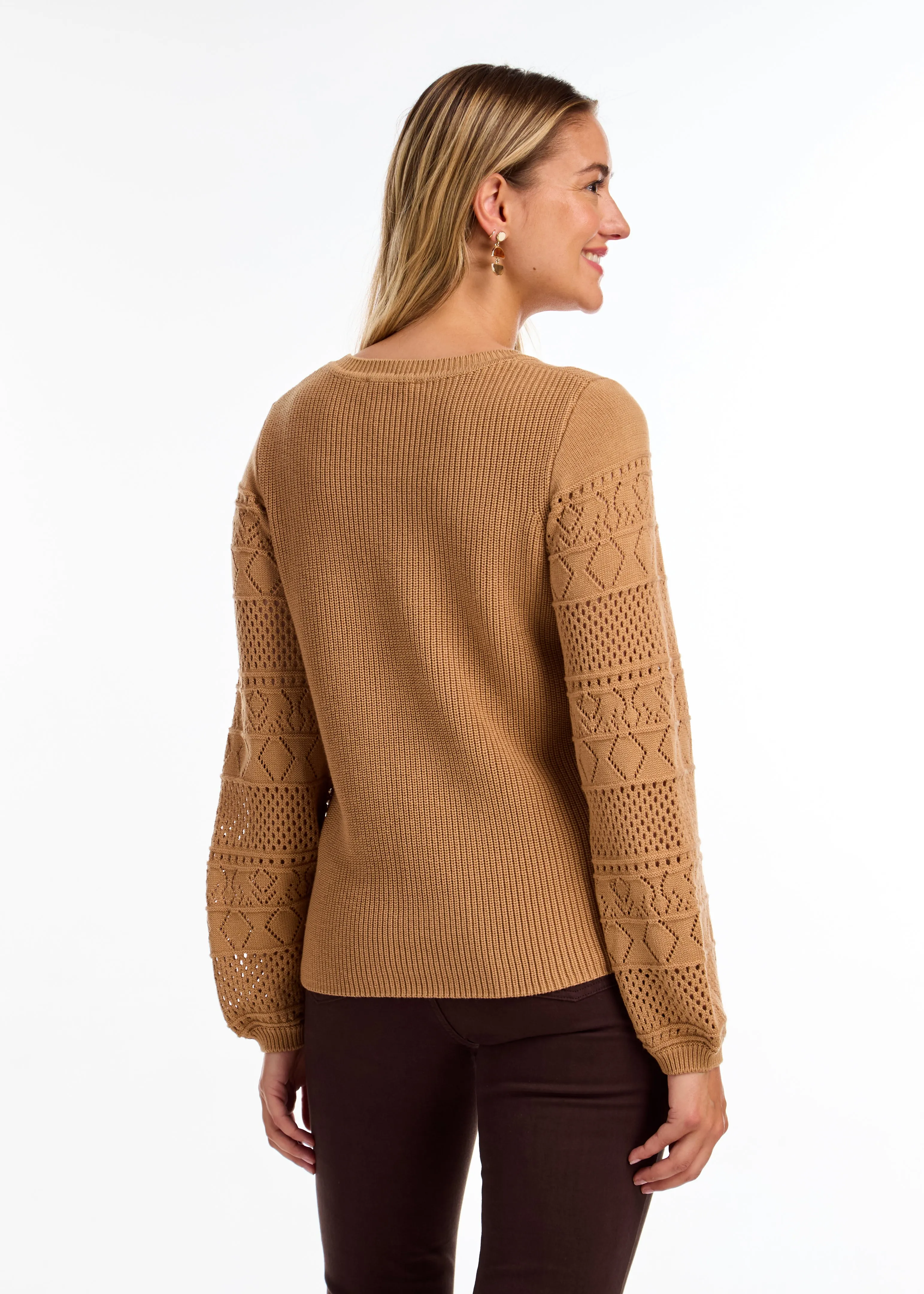 Long Sleeve Pointelle Sweater