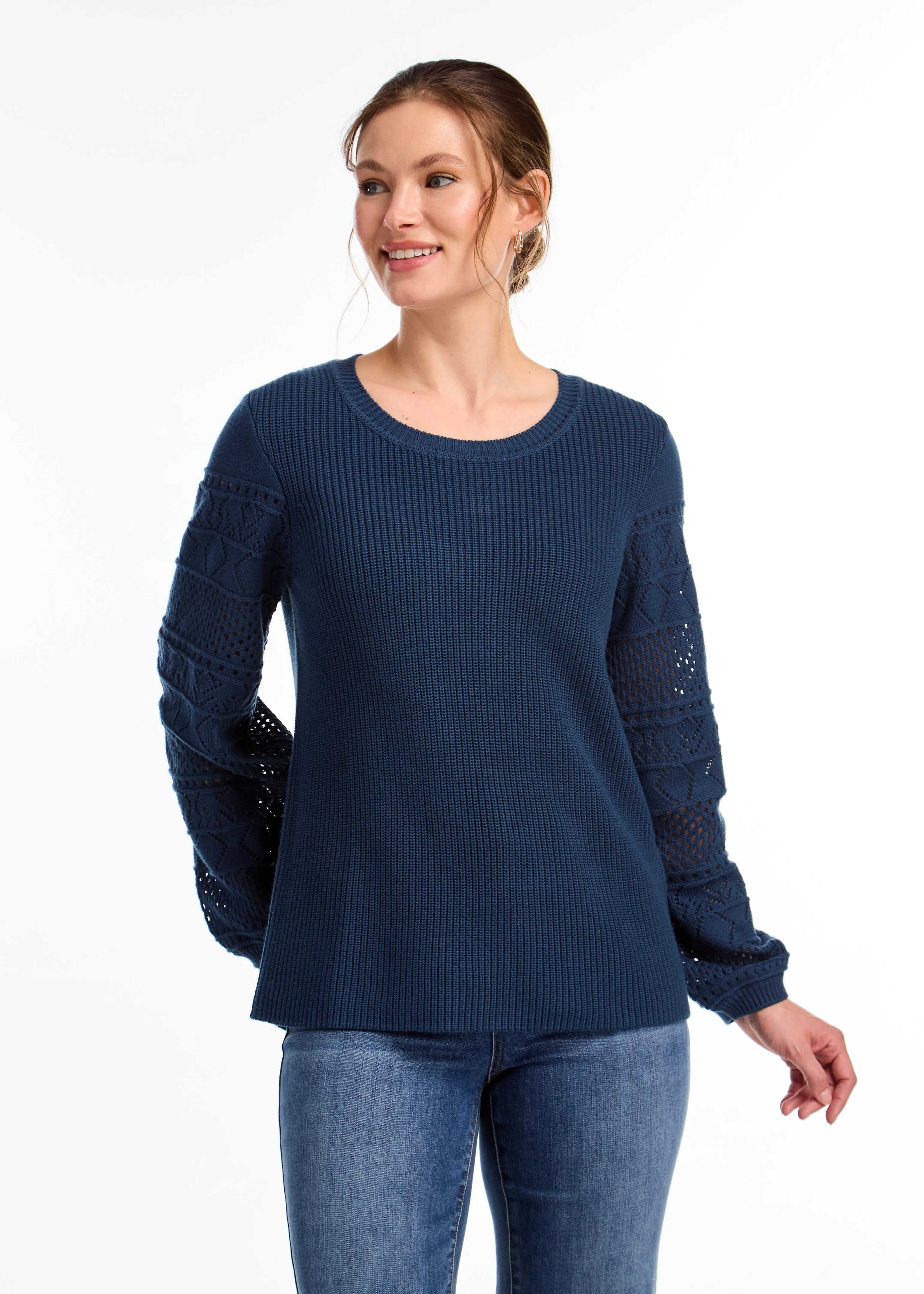 Long Sleeve Pointelle Sweater