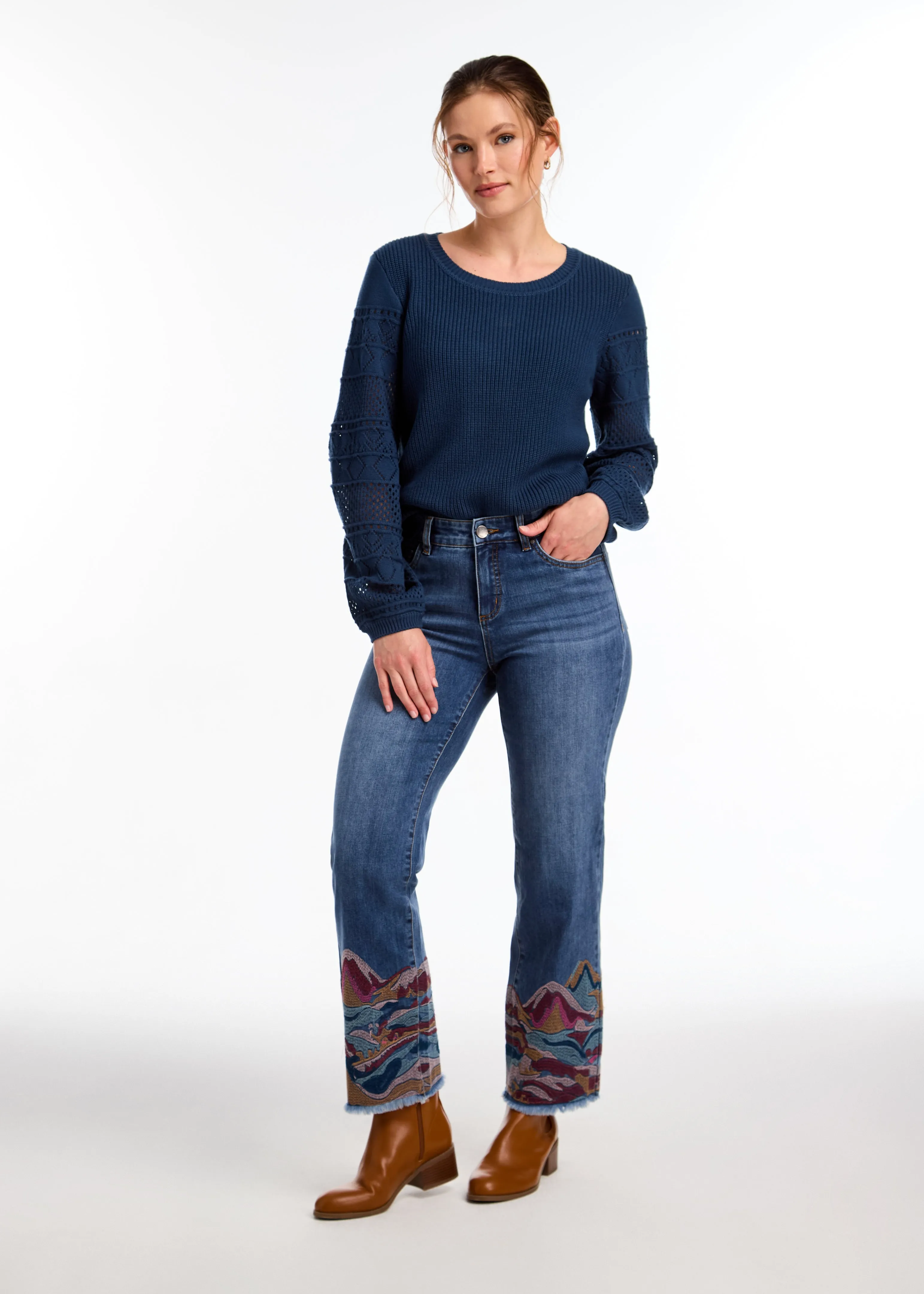 Long Sleeve Pointelle Sweater