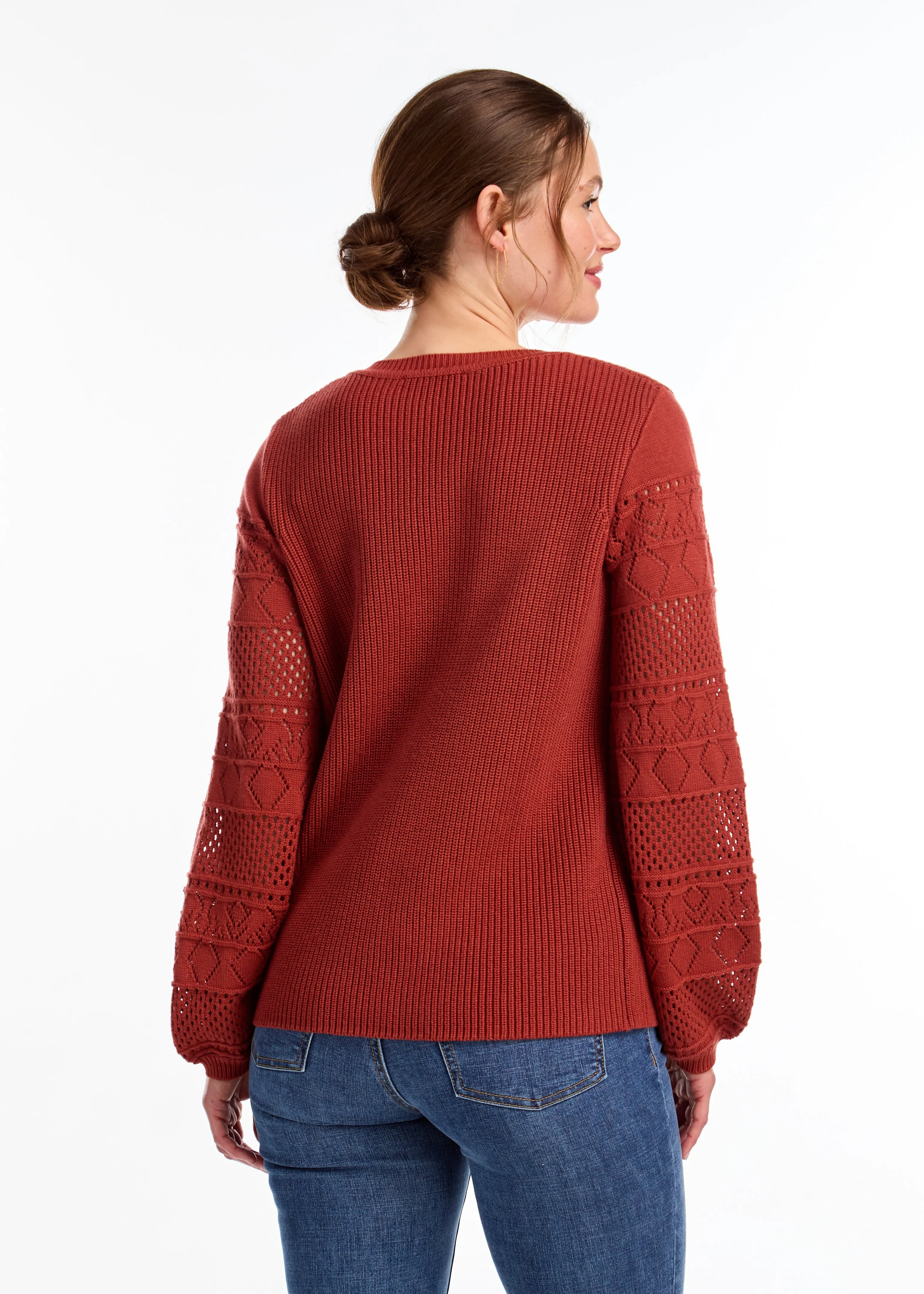 Long Sleeve Pointelle Sweater