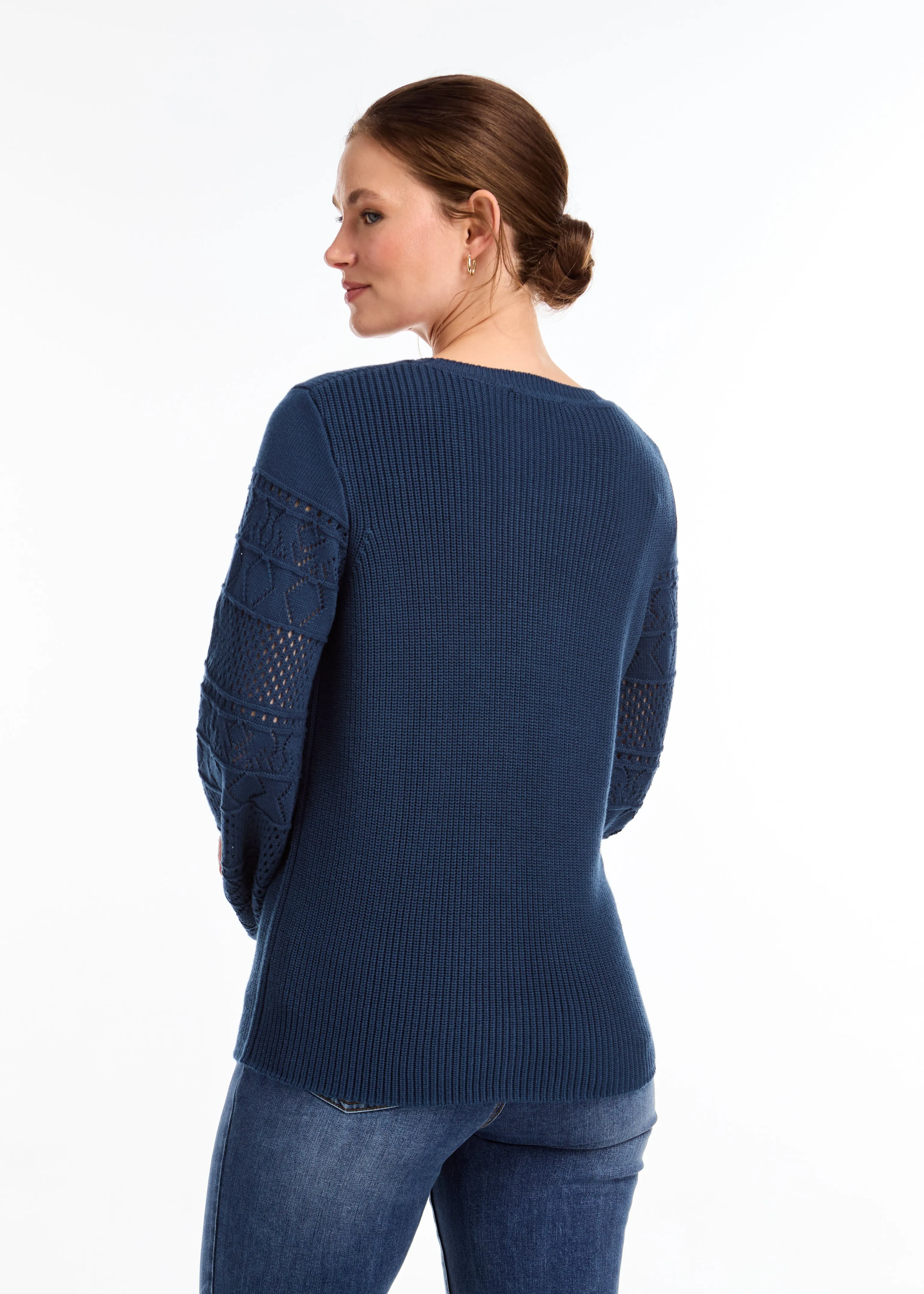 Long Sleeve Pointelle Sweater