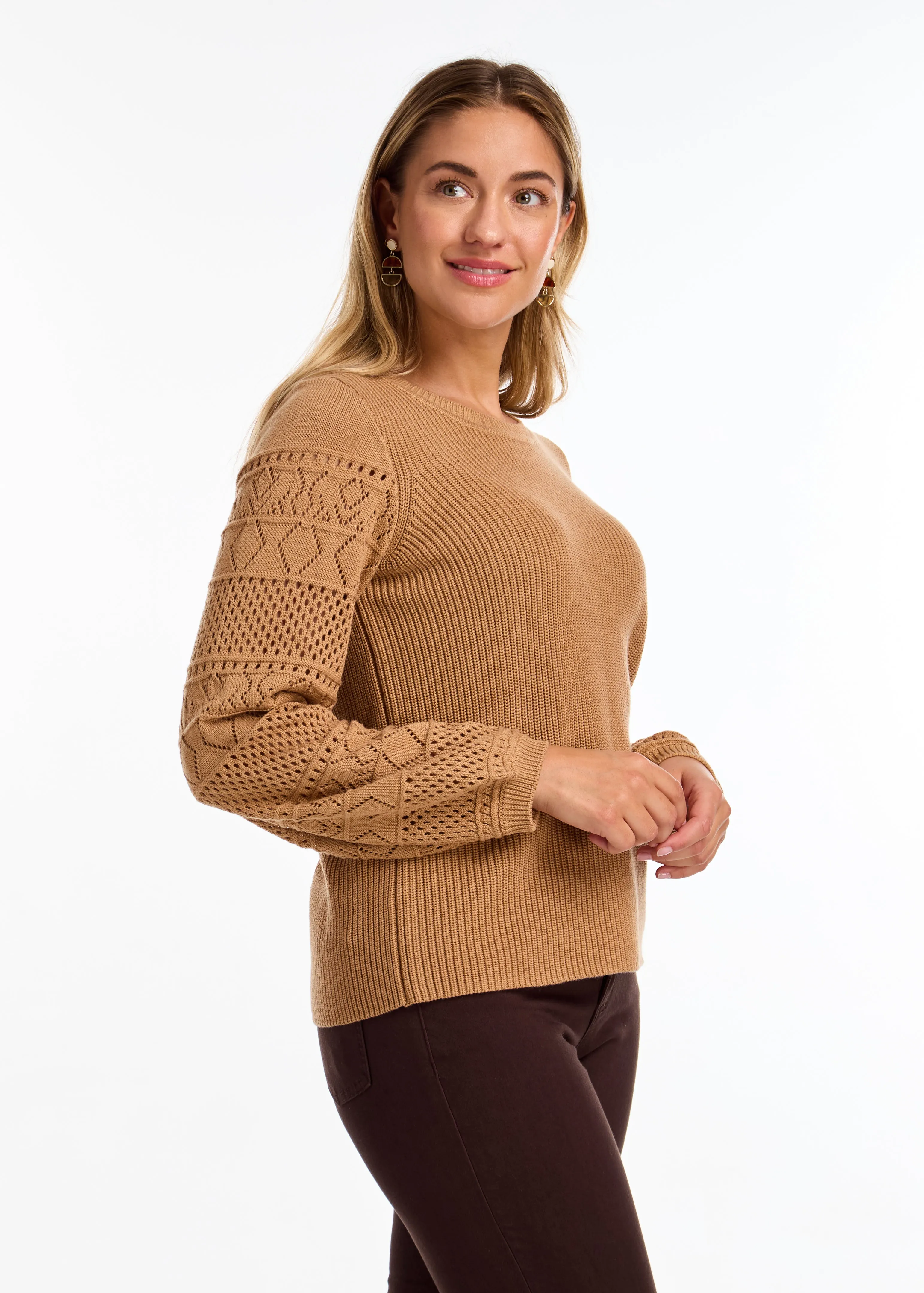 Long Sleeve Pointelle Sweater