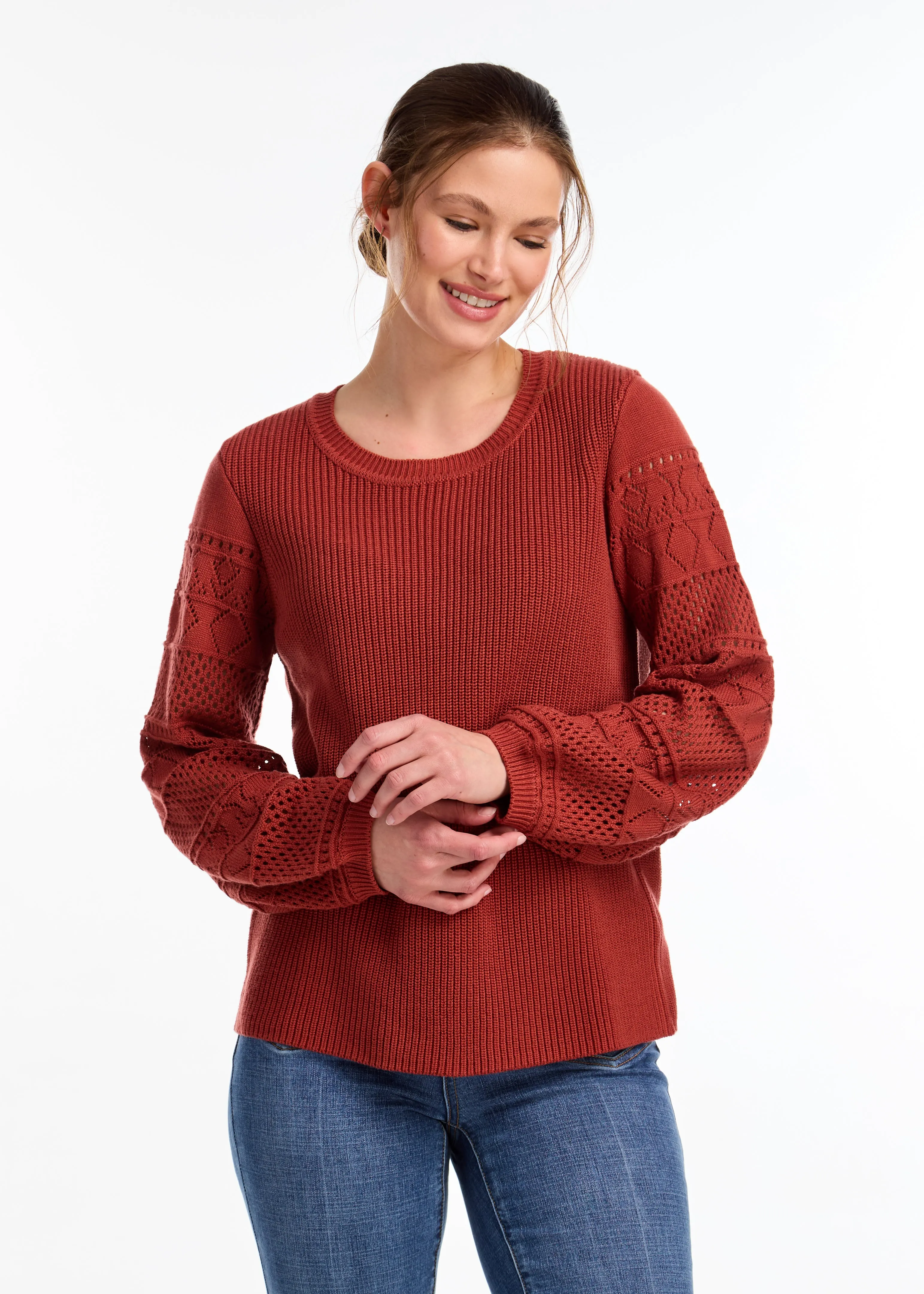 Long Sleeve Pointelle Sweater