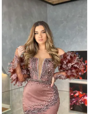 Luxury Evening Gown Maroon Shades