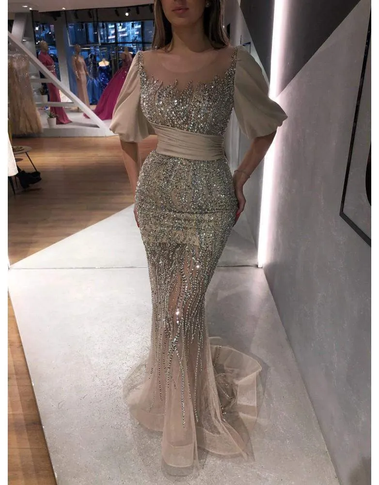 Luxury Evening Gown Silver Net