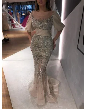 Luxury Evening Gown Silver Net