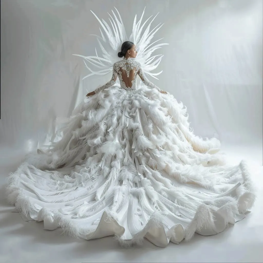 Olivia  Elegant Sequin  White Long Sleeves Ball Gown Wedding Dress