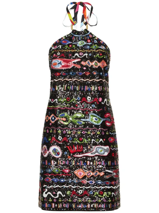 Pucci   Georgette sequin halter neck mini dress 