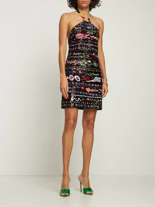 Pucci   Georgette sequin halter neck mini dress 