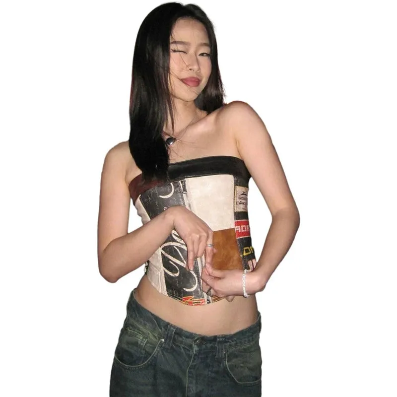 Roux Leather Strapless Top
