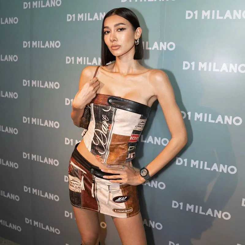 Roux Leather Strapless Top