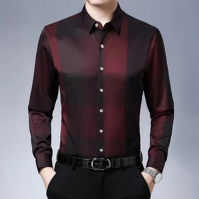 Simple Checkered Pattern Long Sleeve Shirt