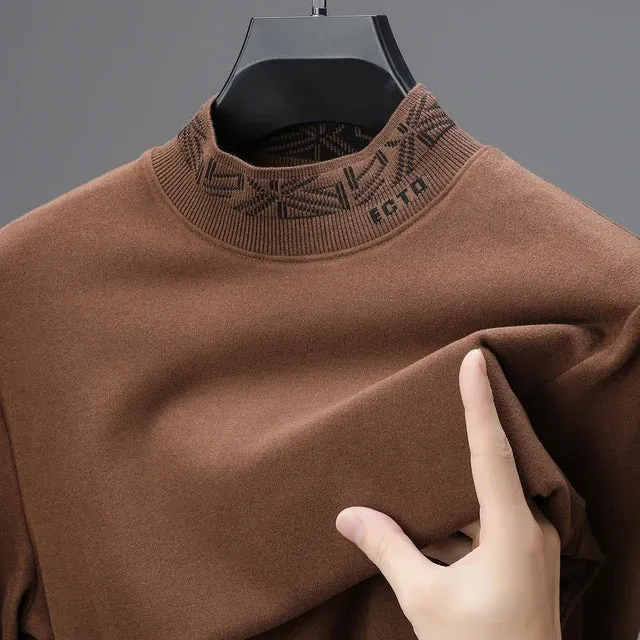 Solid Collar Printed Long Sleeved T-Shirt