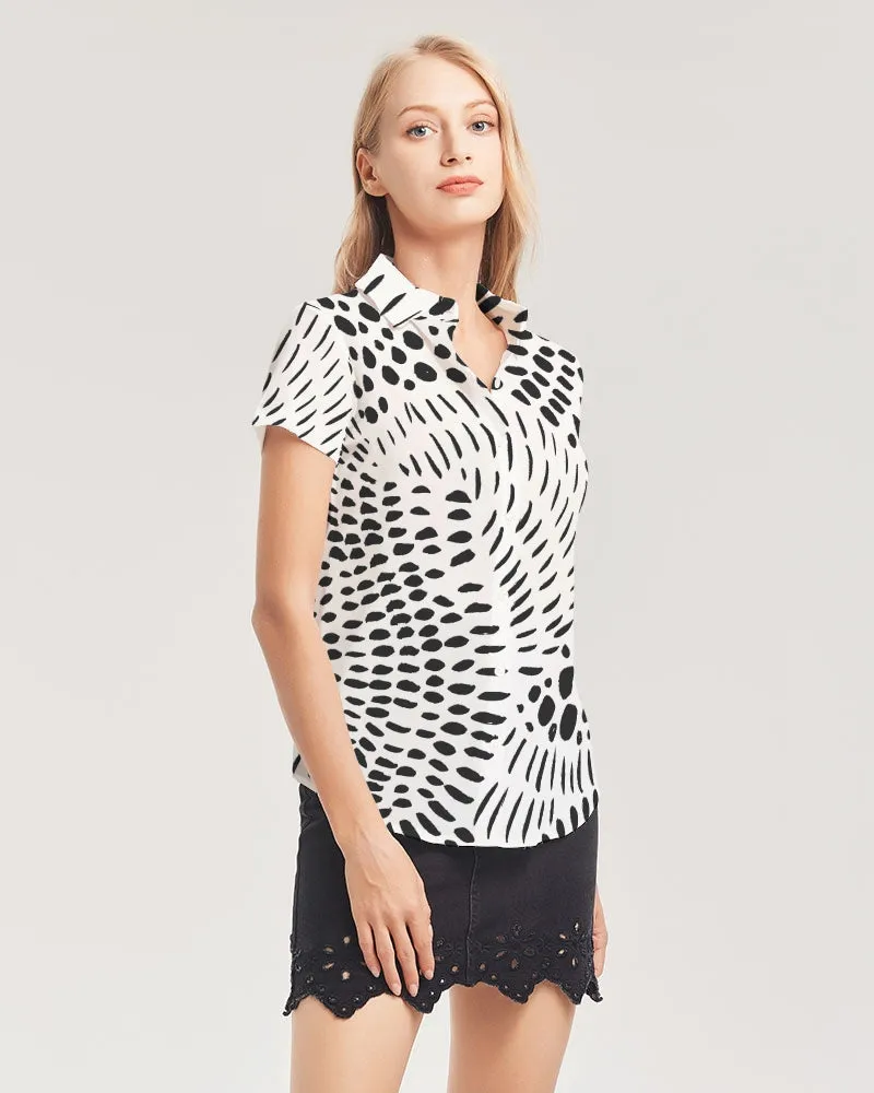 Spotted Women's All-Over Print Short Sleeve Button Up