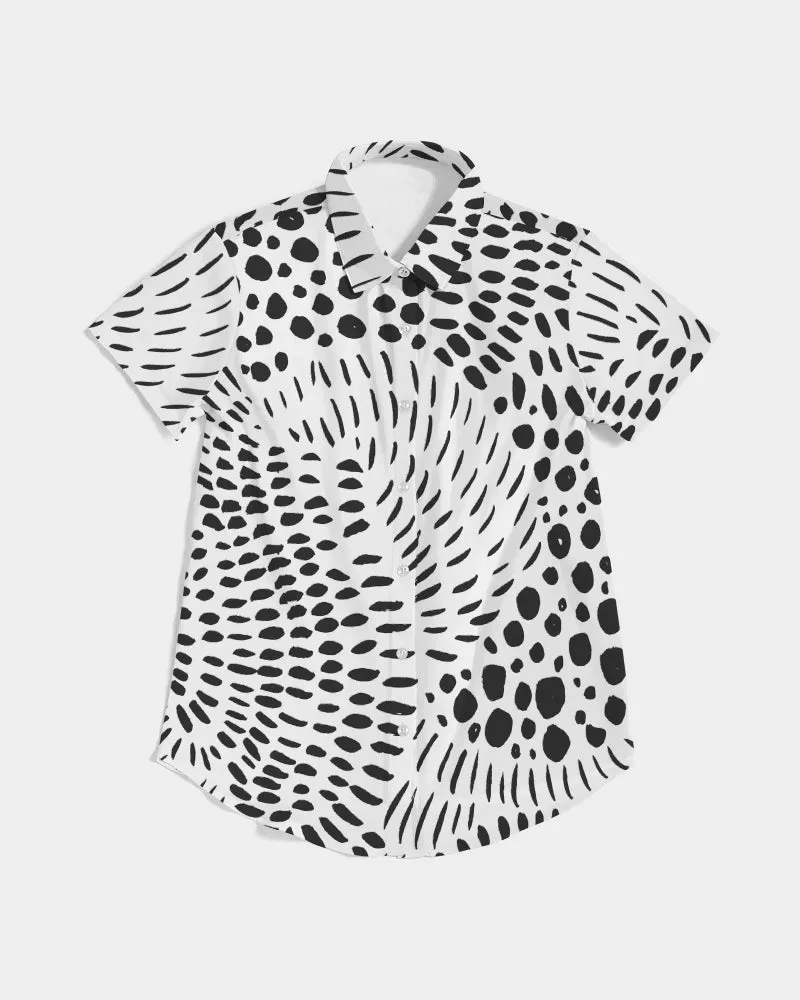 Spotted Women's All-Over Print Short Sleeve Button Up