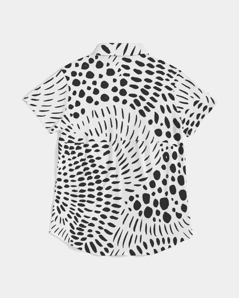 Spotted Women's All-Over Print Short Sleeve Button Up