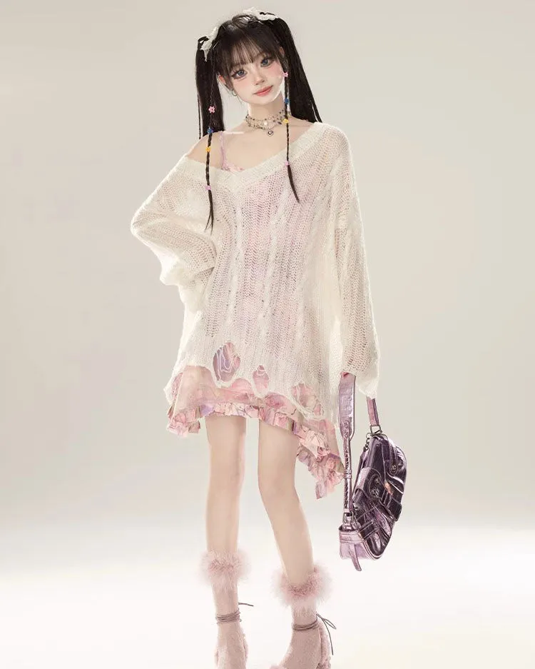 Summer Floral Irregular Sling Dress