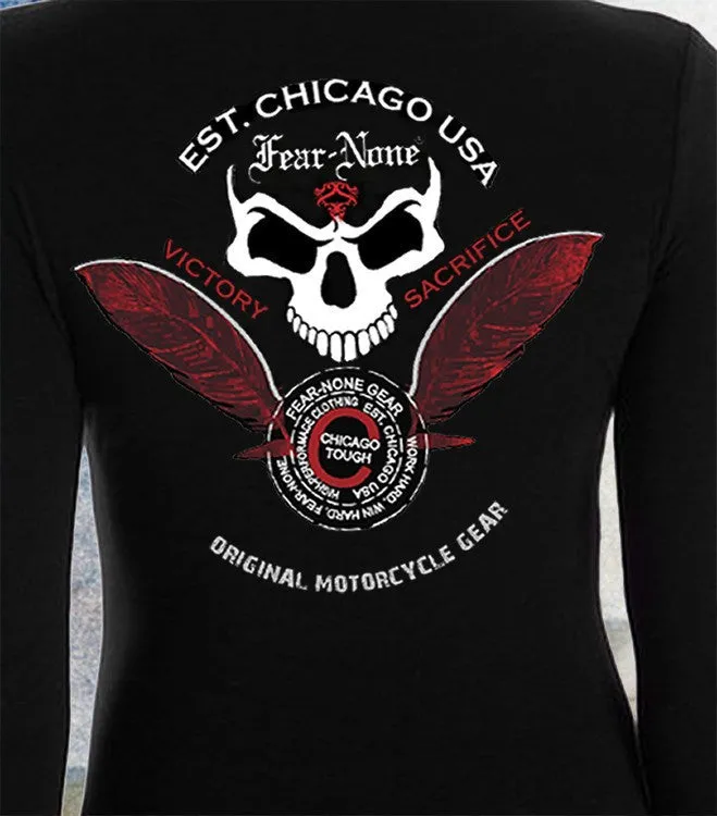 Womens Back Skull and Feather Rider