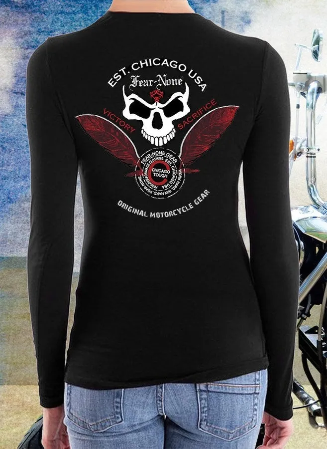 Womens Back Skull and Feather Rider